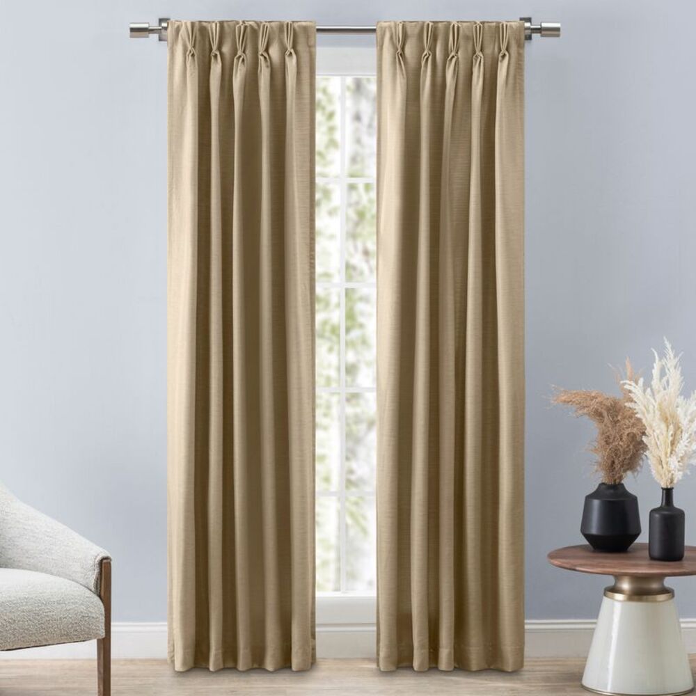 Ricardo Grasscloth 2/Way Pinch Pleated w/Back Tabs Pair 150x63 Linen